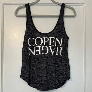 Forever 21 Charcoal Black Scoop Neck Graphic Tank